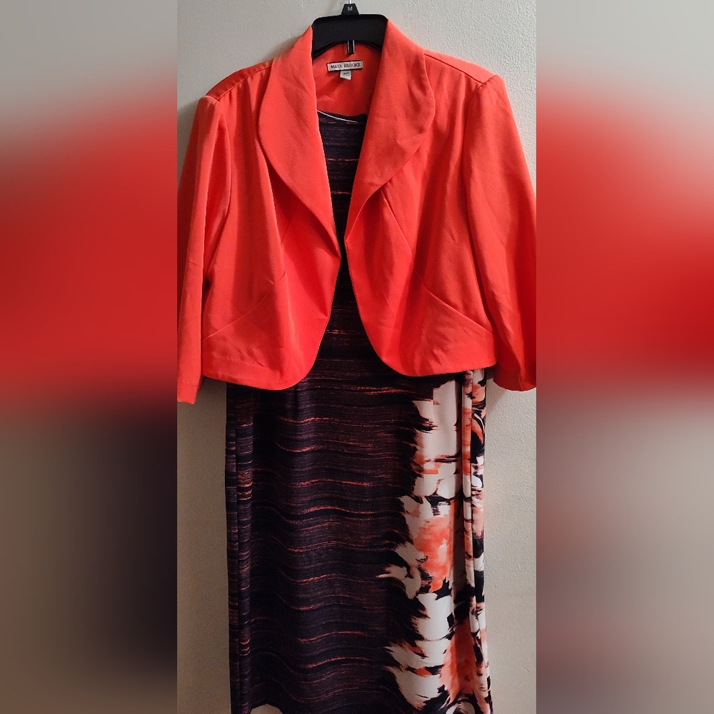 Maya Brooks Coral Blazer and Dress Set Size 16W